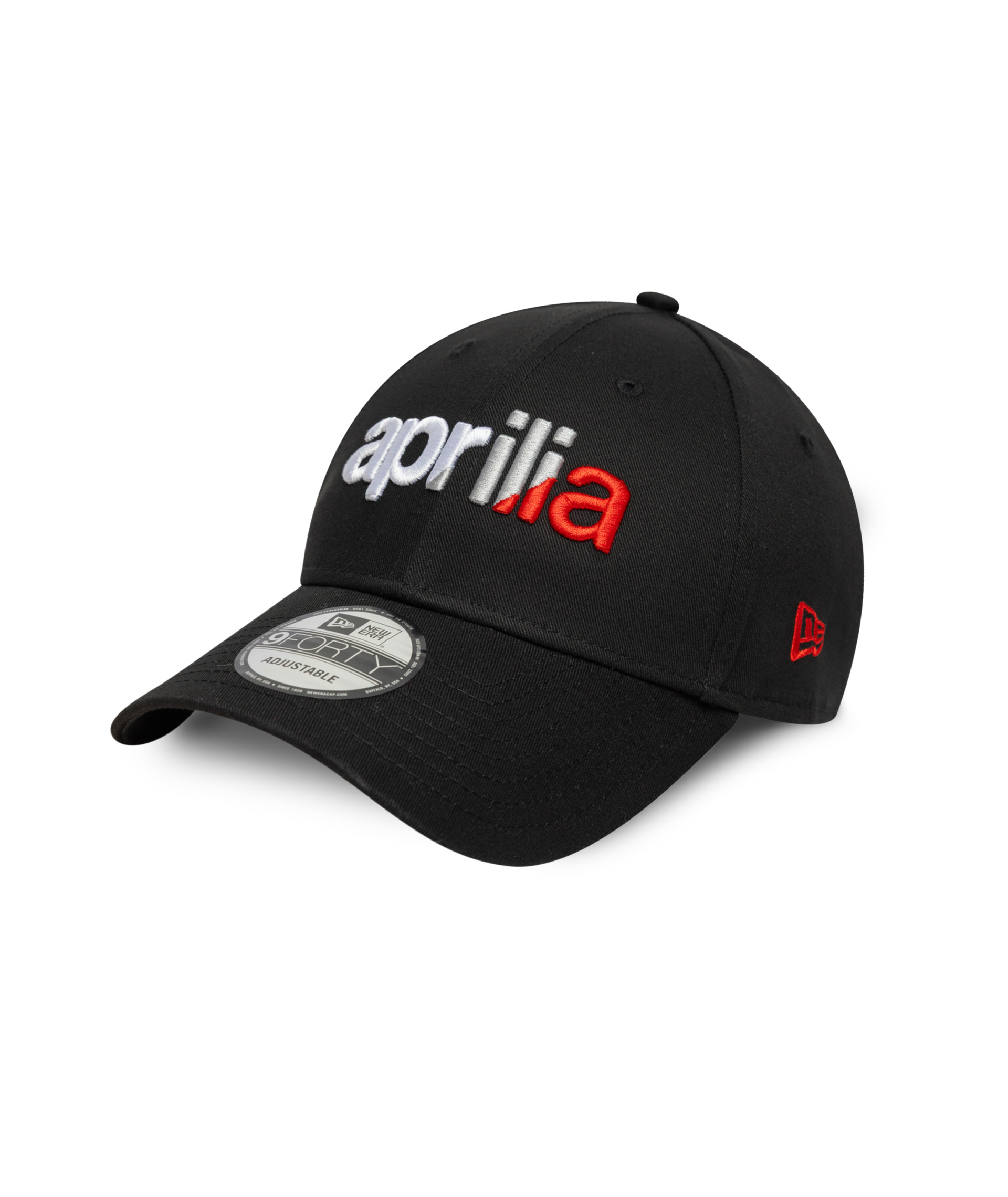 Casquette New Era 9Forty noire avec le logo Aprilia